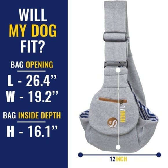 TIMETUU Pet Gear: Reversible Cross-Body Pet Sling Pet Carrier, Grey/Blue Stripe - Picture 13 of 16